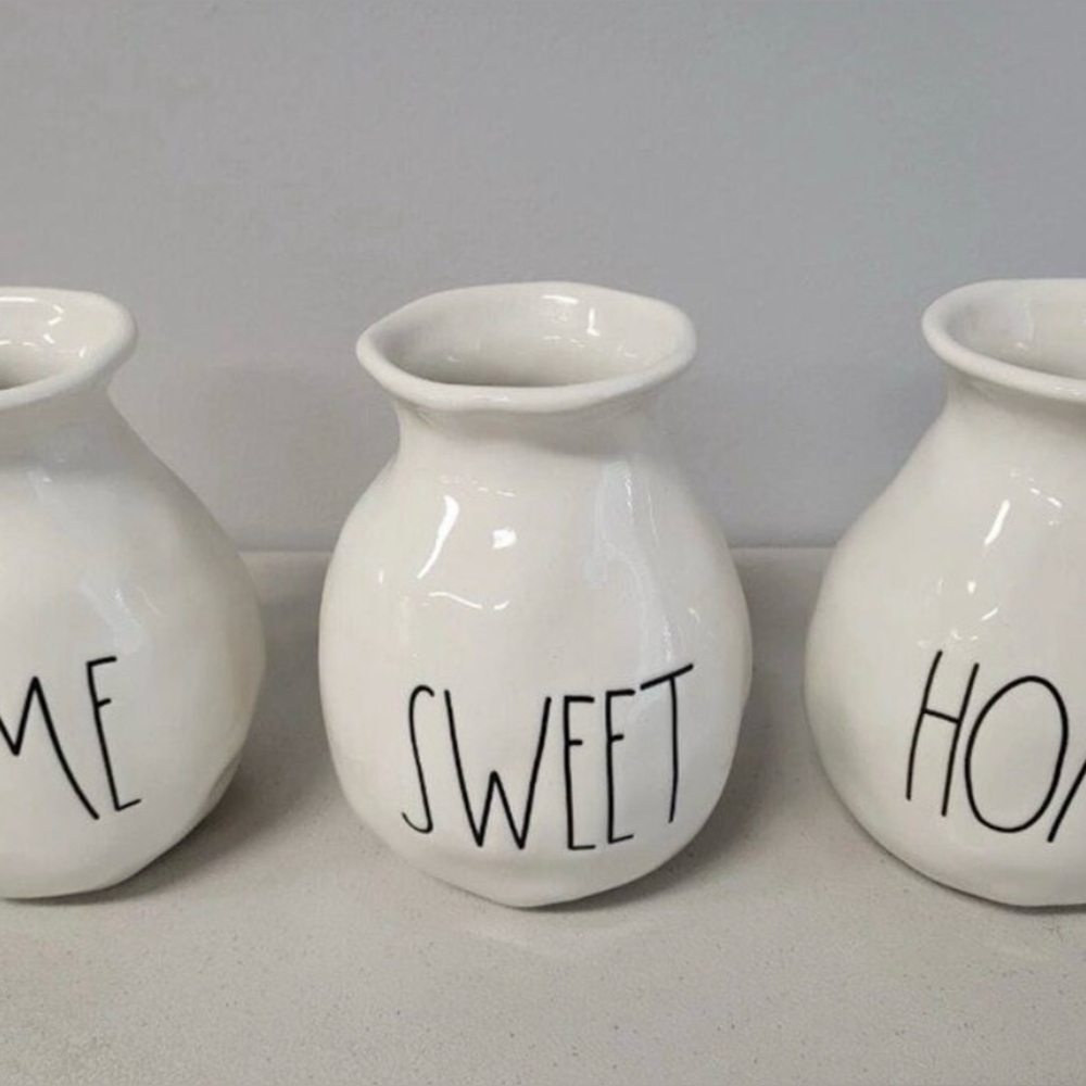 Rae Dunn Cream Ceramic Vases - Home Sweet Set